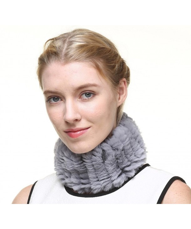 Women'Real Rabbit Fur Winter Headband Neck Warmer headbands Gray ...