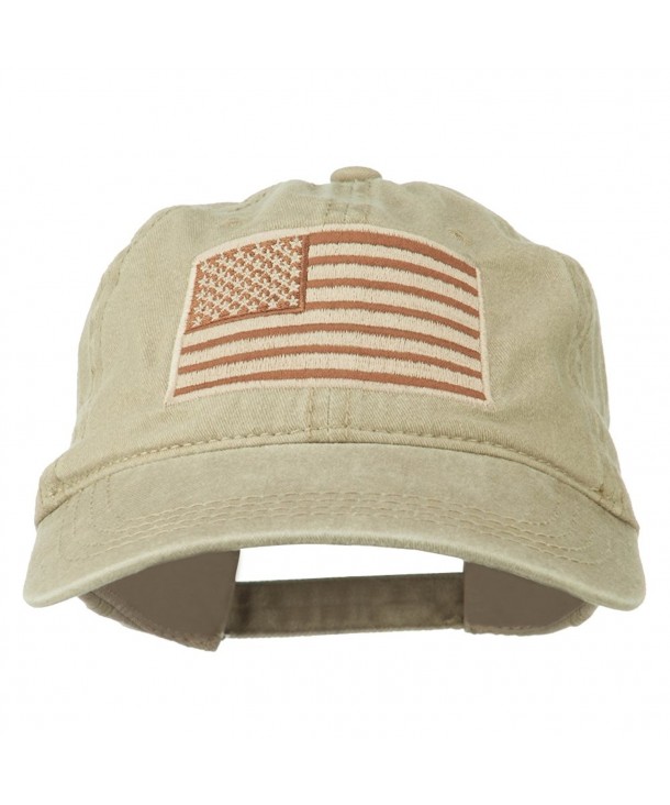 Tan American Flag Embroidered Washed Cap Khaki CC11TX73MO9