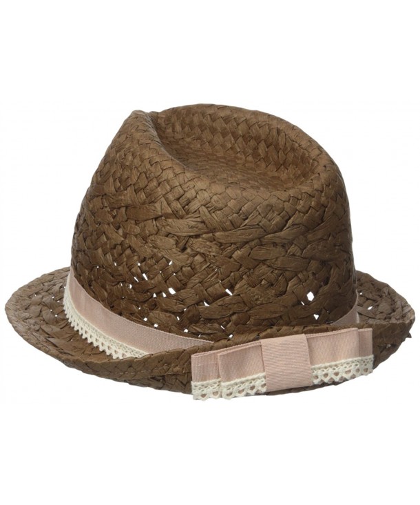 D&Y Women's Paper Braid Fedora Hat with Faux Leather Ties Brown C312BL7VPHT