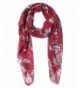 Lucky Leaf Women Long Lightweight Cozy Chiffon Flowers Butterflies Printed Scarf Shawl Wrap - Rose Burgundy - CS183RZICLZ