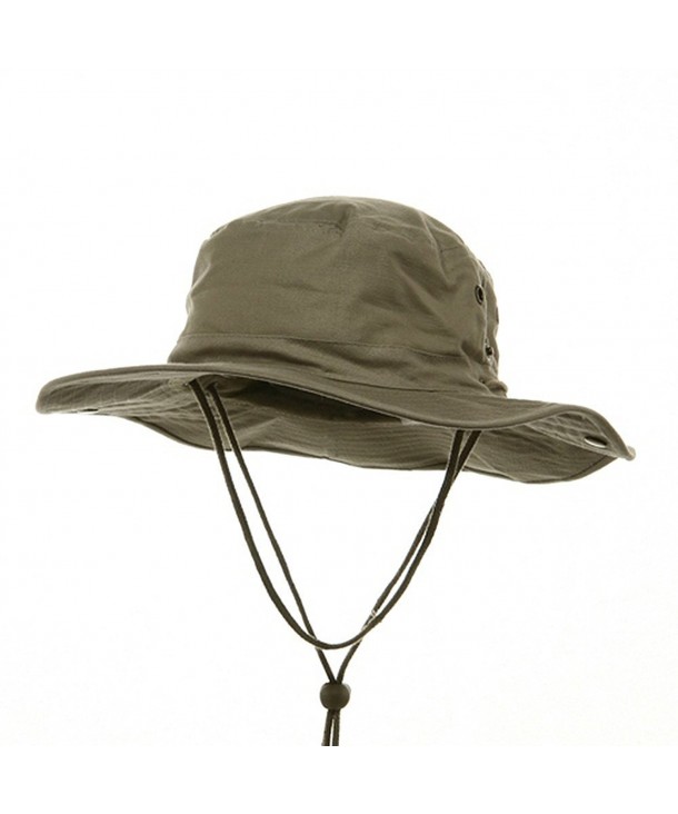 BRUSHED TWILL AUSSIE HAT WITH SIDE SNAPS AND CHIN CORD - Khaki - CB11BXYEVF9