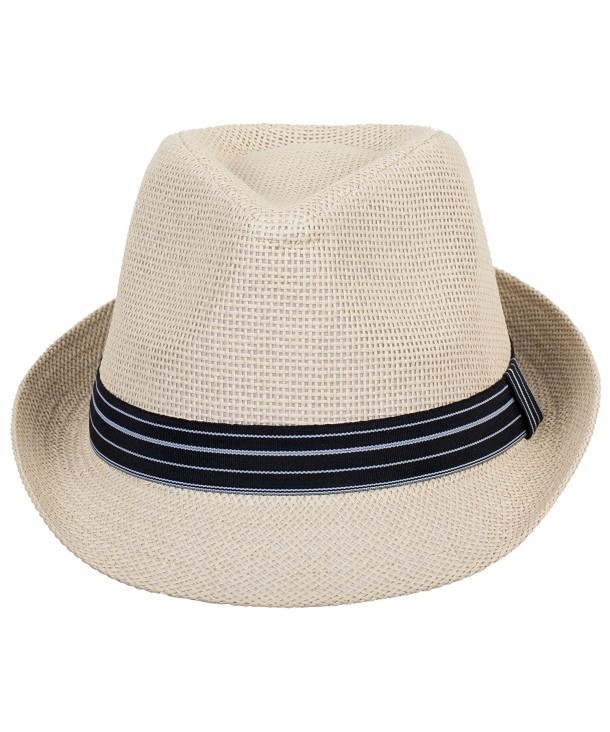 Straw Light Fedora Hat with Stripe Pattern Brand Natural CK1221PNQD1