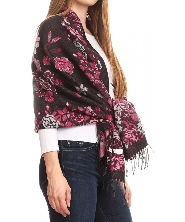 Ontario double layer floral Pashmina/ Shawl/ Wrap/ Stole with fringe 2 ...