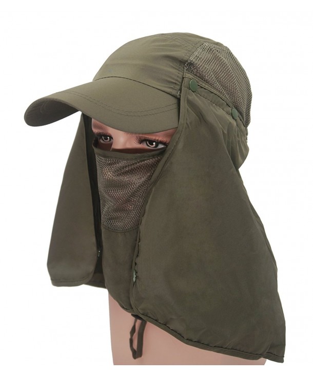 Roffatide UPF 50+ Sun Hat with Neck Flap Removable Multifunction Outdoor Sport Summer Cap - Army Green - C4184QRD93X