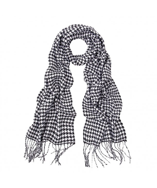 Classic Premium Houndstooth Infinity Loop & Oblong Fringe Scarf Diff ...