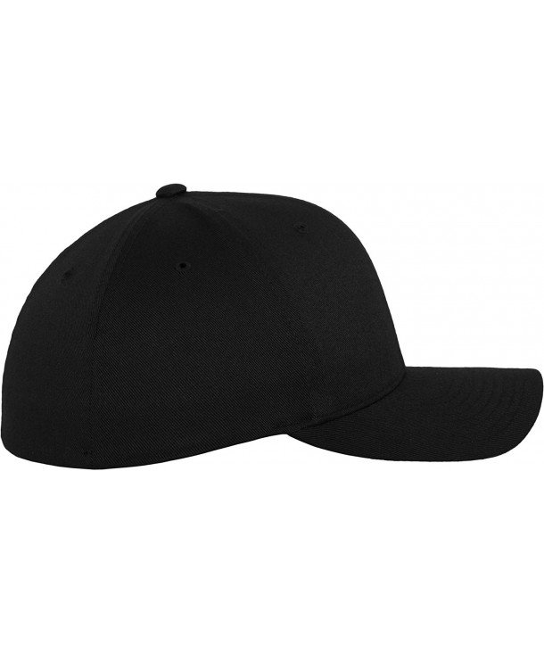 Black Wooly Combed Stretchable Fitted Cap Kappe Baseballcap Basecap ...