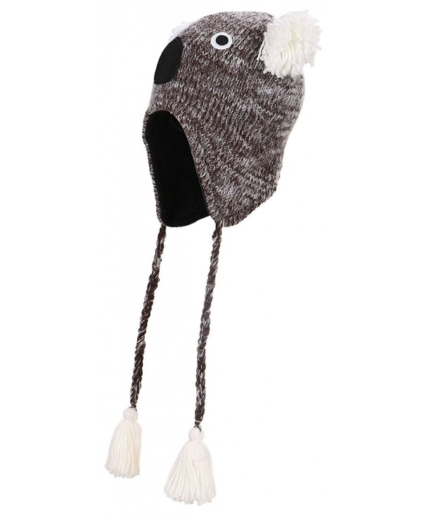 Adult's Fun Animal Knitted Winter Beanie Hat w/ Ear Flaps Koala CK185RGKHY3