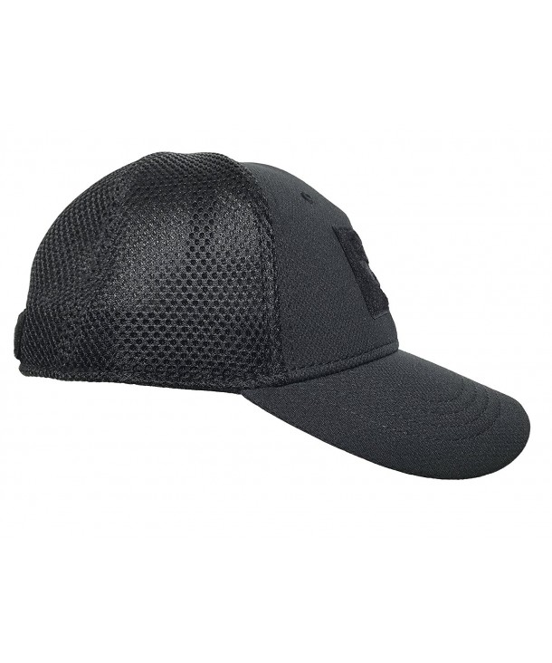 Condor Flex Mesh Cap- Black + Flag & Warrior Patch- Fitted Tactical ...