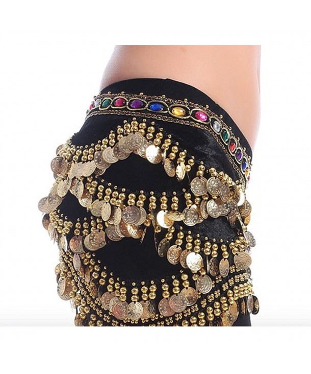 Women's Belly Dance Hip Scarf- Multi-row Silver Coin Dance Skirt with ...