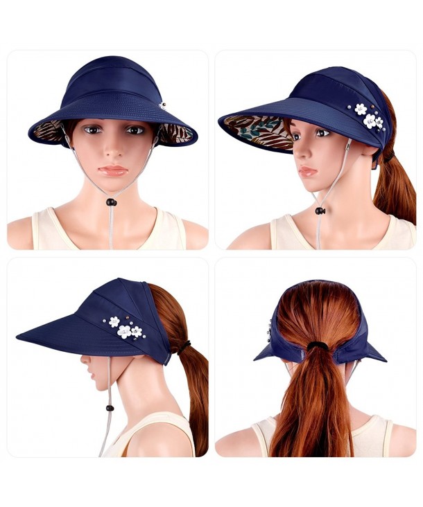 Womens Visor Hat UPF 50+ Sun Protective Sun Hat Large Brim Summer Beach ...