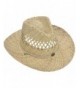 Livingston Men & Women's Woven Straw Cowboy Hat w/Hat Band Décor - Circle Button_beige - CV180O63E7X