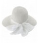 TAUT Women Summer Beach Straw Hat Sun Cap w/ Chiffon Band - White Color With White Ribbon - CC12CW7FOGP