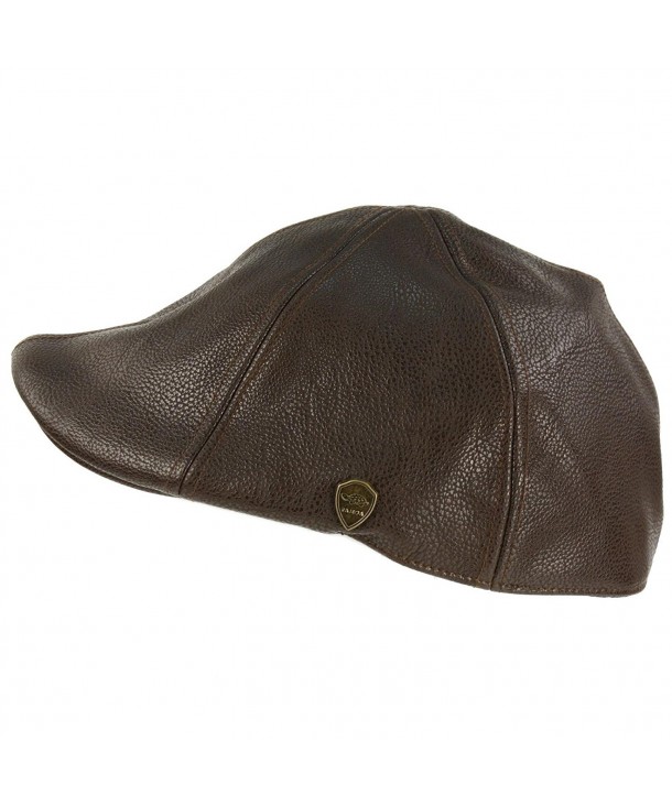 Men's Winter Fall Faux Leather Duckbill Ivy Driver Cabbie Cap Hat Brown ...