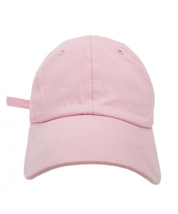 Classic Washed Cotton Baseball Dad Hat Cap Iron Buckle Strap - Pink - CR187EHXOZK