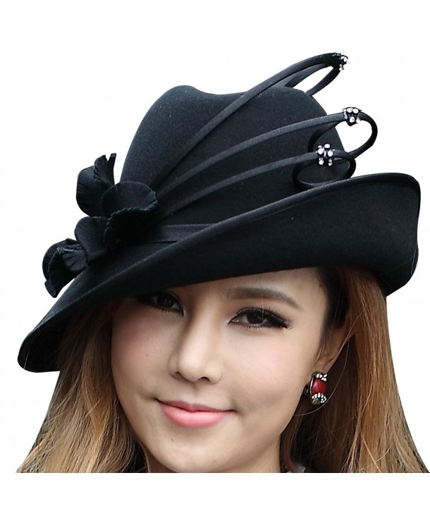 Fashion Wool Hats For Women Felt Hat Fedoras New Arrival Black C411i5w9ieb