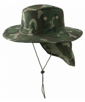 Safari Fishing Hat with Neckflap Boonie Mens Green Camouflage Green ...