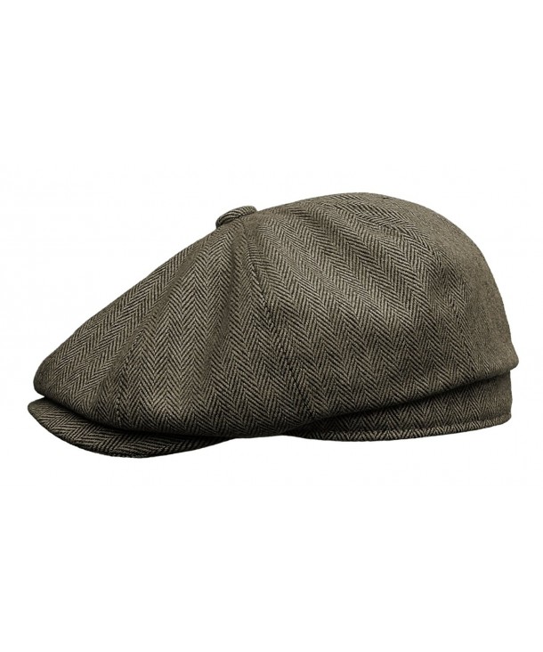 Rooster Herringbone Wool Tweed newsboy Gatsby IVY Cap Golf Cabbie Driving  Hat Dark Brown CL1207TX65L