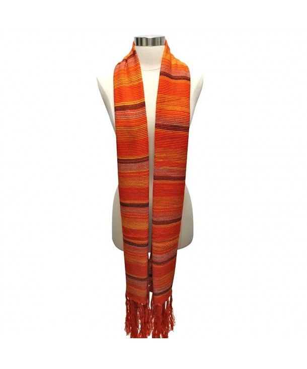 Bohemian Striped Knit Unisex Winter Scarf Orange CC11GQURSL9