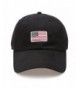 MIRMARU USA American Flag Embroidered 100% Cotton Adjustable Strap Baseball Cap Hat - Flag - Black - CL1822UONI9