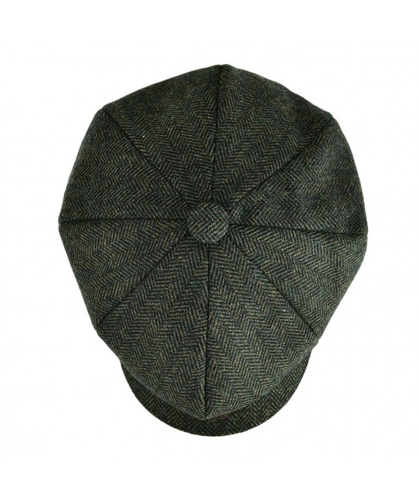 Voboomclassic 8 Panel Wool Tweed Newsboy Gatsby Ivy Cap Golf Cabbie Driving Hat Dark Green 0170