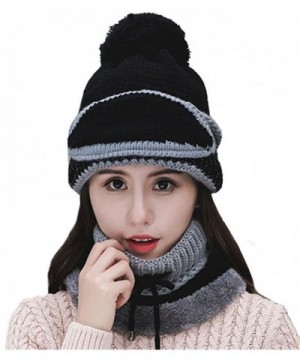 Womens Beanie Hat Scarf Mask 3 In 1 Set- Winter Warm Slouchy Knit Cap ...