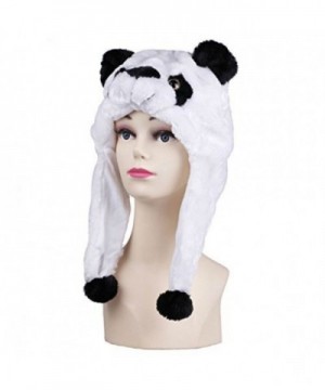 Animal Plush Hat with Ear Flaps white-black CT11PBXBYDF