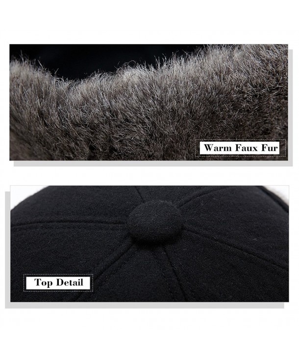 Winter Wool Baseball Cap Earflap Fitted Hats Men Soft Faux Fur Hunting ...