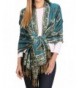 Sakkas Liua Long Wide Woven Patterned Design Multi Colored Pashmina Shawl / Scarf - Turquoise - C912L8VRBIP