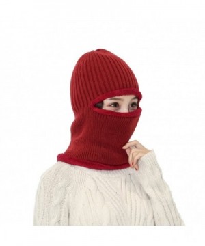 Winter Warm Knitted Wool Fleece Lined Balaclava/Ski Mask Red CU1887RC6WN